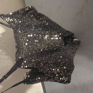 Sequin Black Crop Top